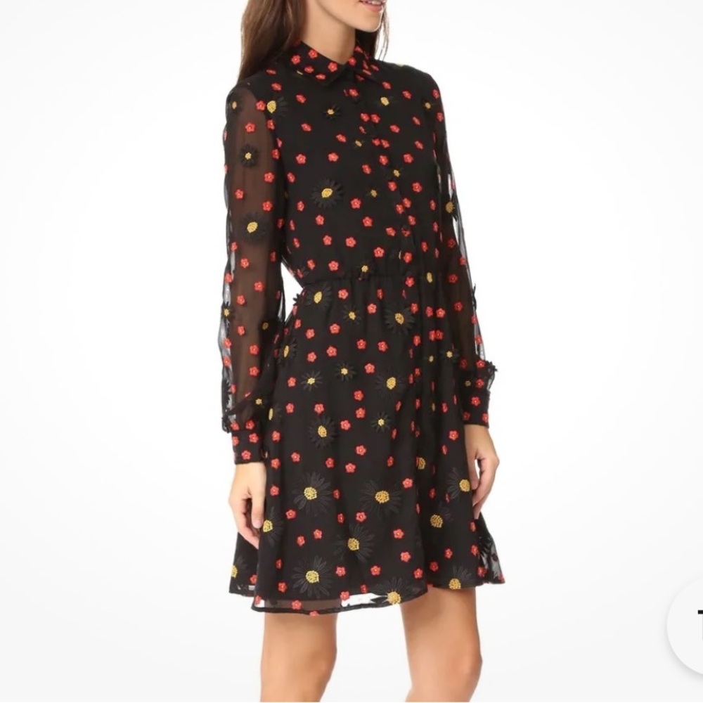 Alice+Olivia floral embellished long-sleeved dress